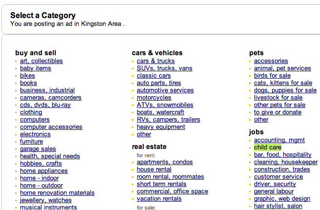 Select a category for your job post